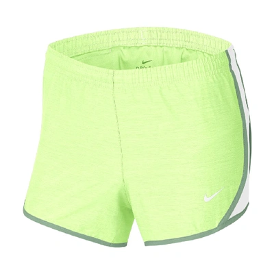 Shop Nike Dri-fit Tempo Big Kids' Running Shorts In Barely Volt,white,healing Jade,white