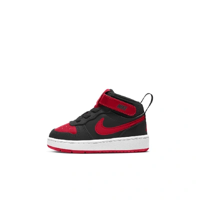 Shop Nike Court Borough Mid 2 Baby/toddler Shoes In Black,white,university Red