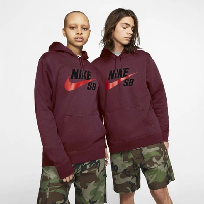 Shop Nike Sb Icon Pullover Skate Hoodie In Red