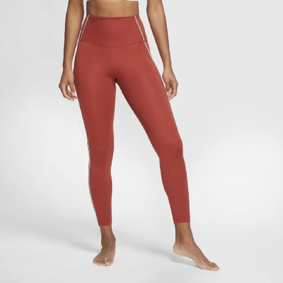 Shop Nike Yoga Women's 7/8 Tights In Firewood Orange,claystone Red