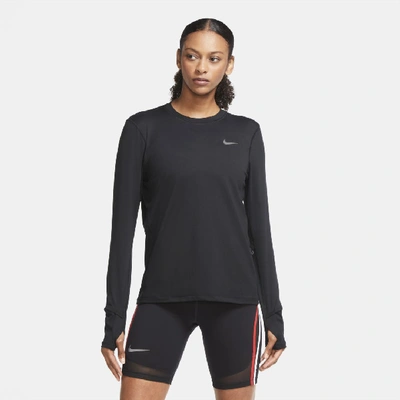 Shop Nike Women's Dri-fit Element Running Crew In Black