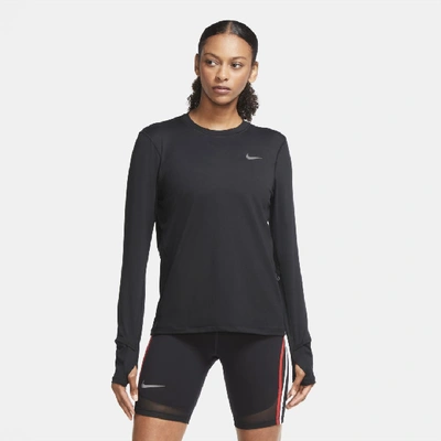 Nike Women's Dri-fit Element Running Crew In Black