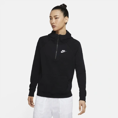 Shop Nike Sportswear Essential Women's 1/4-zip Hoodie In Black,white