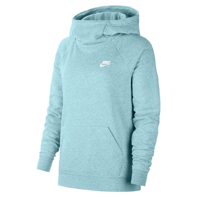 Shop Nike Sportswear Essential Women's Funnel-neck Fleece Pullover Hoodie In Blue