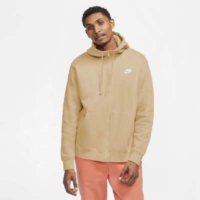Shop Nike Sportswear Club Fleece Men's Full-zip Hoodie In Khaki