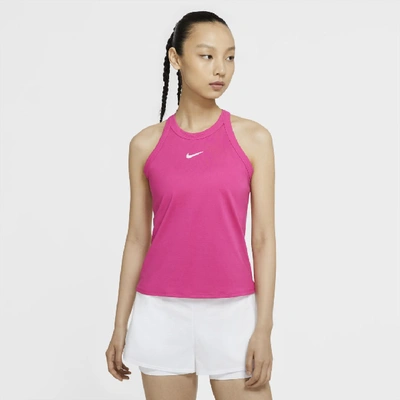 Shop Nike Court Dri-fit Women's Tennis Tank (vivid Pink) - Clearance Sale In Vivid Pink,white