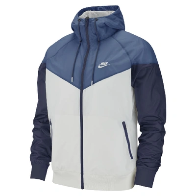 Shop Nike Sportswear Windrunner Hooded Windbreaker In Photon Dust,stone Blue,midnight Navy,photon Dust