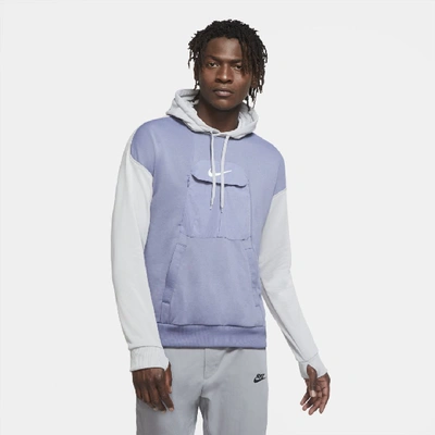 Shop Nike F.c. Men's Pullover Soccer Hoodie (world Indigo) In World Indigo,light Smoke Grey,world Indigo,white