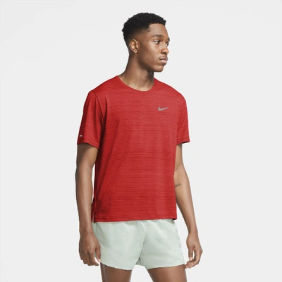 Shop Nike Dri-fit Miler Men's Running Top (chile Red) - Clearance Sale