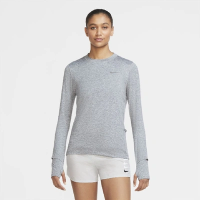 Shop Nike Women's Dri-fit Element Running Crew In Grey