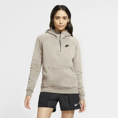 Shop Nike Sportswear Essential Women's 1/4-zip Hoodie (light Bone) In Light Bone,black