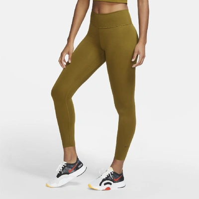 Shop Nike One Luxe Women's Mid-rise 7/8 Leggings In Olive Flak,clear