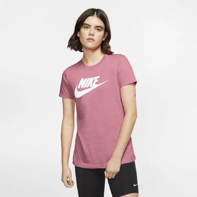 Shop Nike Sportswear Essential T-shirt In Desert Berry,white