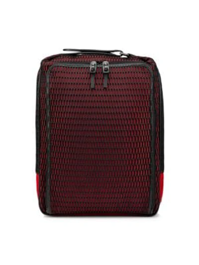 Shop Christian Louboutin Hop'n Zip Mesh & Leather-trim Backpack In Black Red