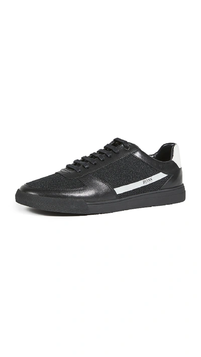 Shop Hugo Boss Cosmopool Tennis Sneakers In Black