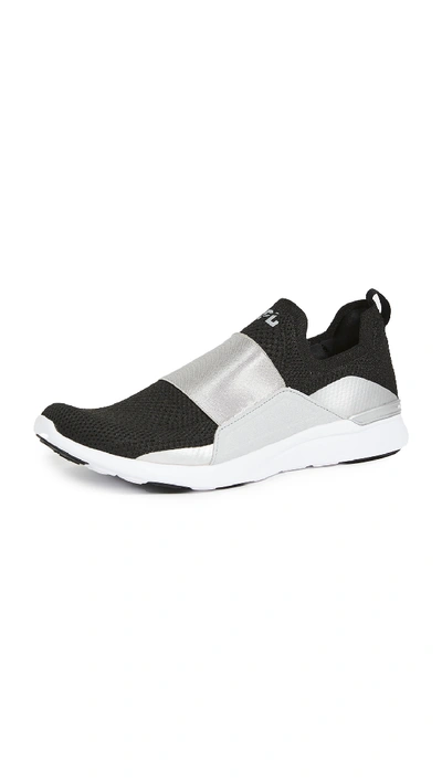 Shop Apl Athletic Propulsion Labs Techloom Bliss Running Sneakers In Black/reflective Silver/white