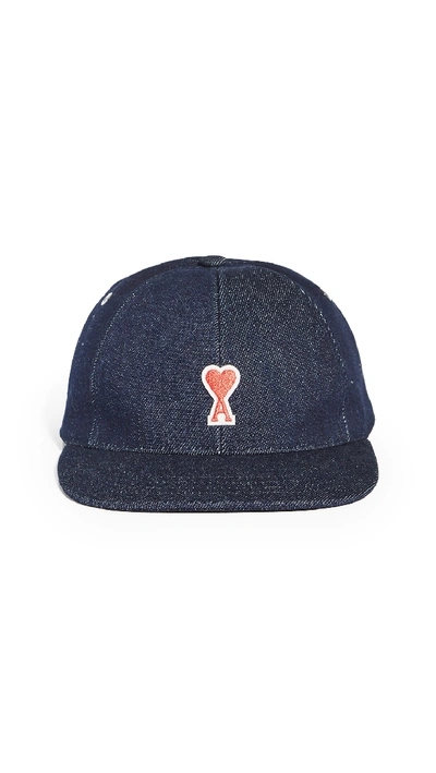 Shop Ami Alexandre Mattiussi Heart Cap In Indigo