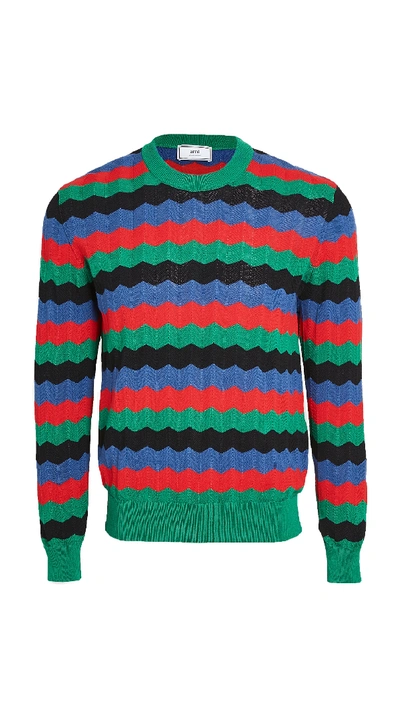 Shop Ami Alexandre Mattiussi Multi Color Plaid Striped Sweater