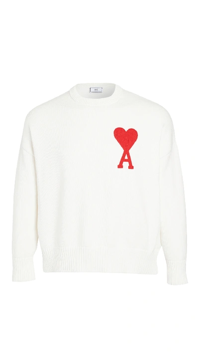 Shop Ami Alexandre Mattiussi Heart Logo Sweater In White