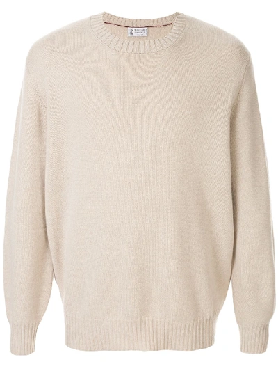 Shop Brunello Cucinelli Crew Neck Jumper In Neutrals