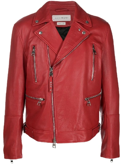 Shop Alexander Mcqueen Biker Jacket In Red