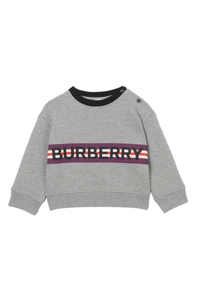 Shop Burberry Marlon Logo Sweatshirt In Grey Melange