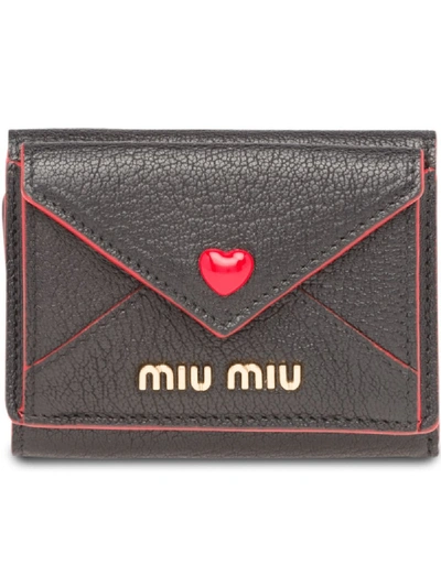 Shop Miu Miu Madras Heart Wallet In Black