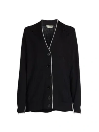 Shop Fendi Ff Outline Cardigan In Black