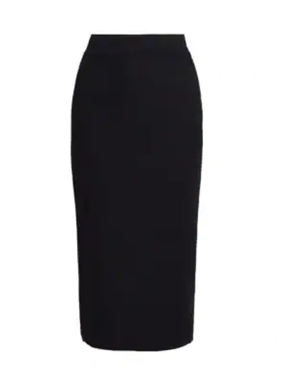 Shop Fendi Ff Outline Knit Pencil Skirt In Black