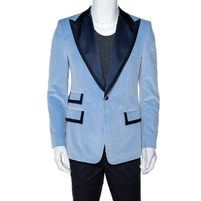 Pre-owned Dolce & Gabbana Blue Velvet Casino Tuxedo Jacket M