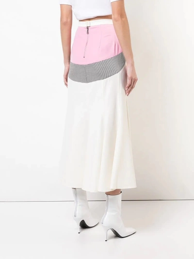 Shop Natashazinko Colourblock Ruffled Midi Skirt