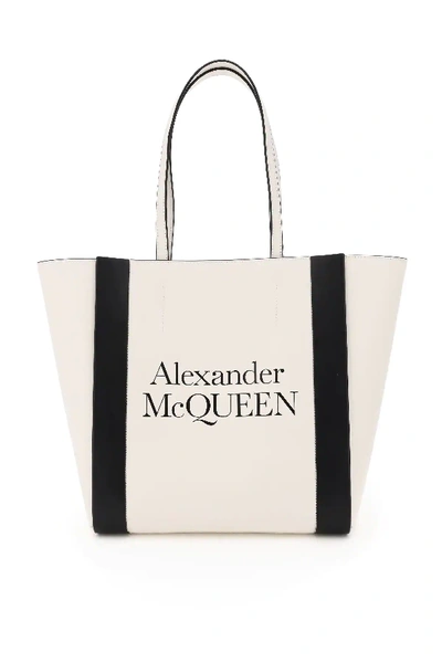 Shop Alexander Mcqueen Signature Tote Bag In White,black