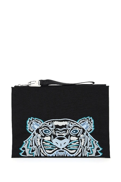 Shop Kenzo Tiger Pouch In Black,light Blue,green