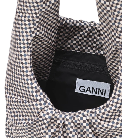 Shop Ganni Padded Printed Shoulder Bag In Black