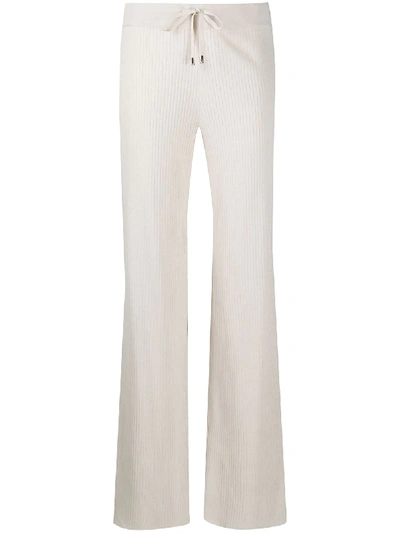 Shop Malo Knitted Flared Trousers In Neutrals
