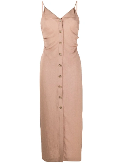 Shop Nanushka Button-down Dress In Brown