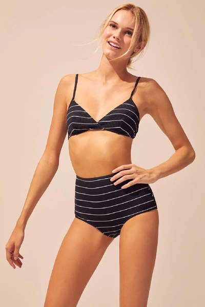Shop Solid & Striped The Brigitte Bikini Top In Black Pinstripe Rib