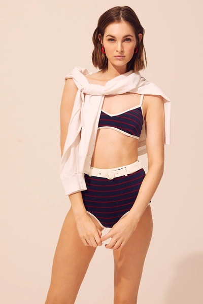 Shop Solid & Striped The Nantucket Terry Bikini Top In Red Navy Breton Terry