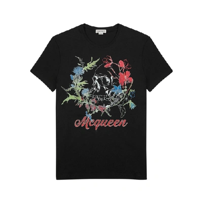 Shop Alexander Mcqueen Black Printed Cotton T-shirt