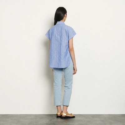 Shop Sandro Oversized Sleeveless Shirt In Bleu