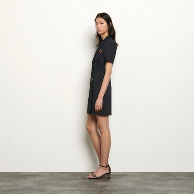 Shop Sandro Tailored Dress With Button Fastening In Navy Blue