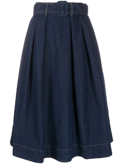 Shop Tommy Hilfiger A-line Denim Skirt In Blue