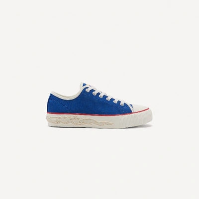 Shop Sandro Canvas Sneakers With Flame Sole In Blue