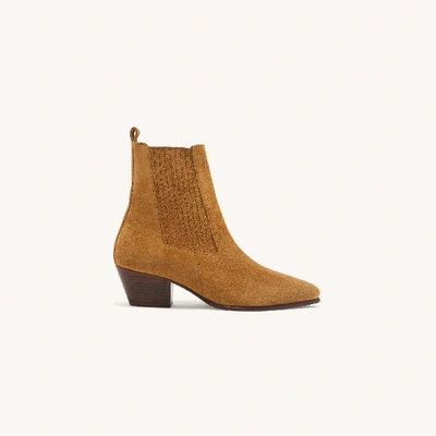 Shop Sandro Leather Ankle Boots With Elastic In Ambre