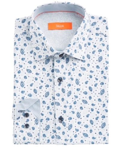 Shop Tallia Receive A Free Face Mask With Purchase Of The  Men's Slim-fit Performance Stretch Paisley Prin In White/blue
