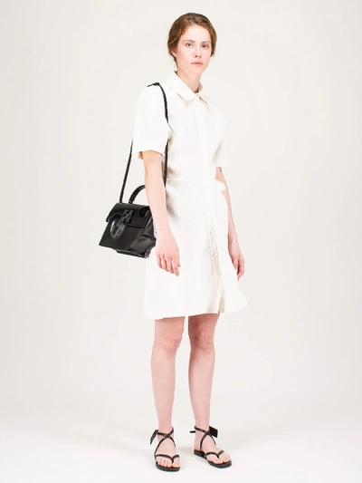 Shop Off-white Linen Drapped Shirt Dress In White