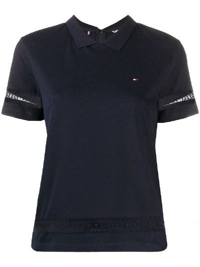 Shop Tommy Hilfiger Lace-detail Polo Shirt In Blue