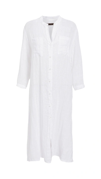 Shop Enza Costa Linen Gauze Shirtdress In White