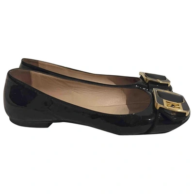 Pre-owned Fendi Black Patent Leather Ballet Flats