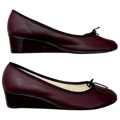 Pre-owned Repetto Burgundy Leather Ballet Flats